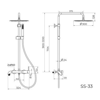 Душевая система Knotlor SS-33/BL, черный